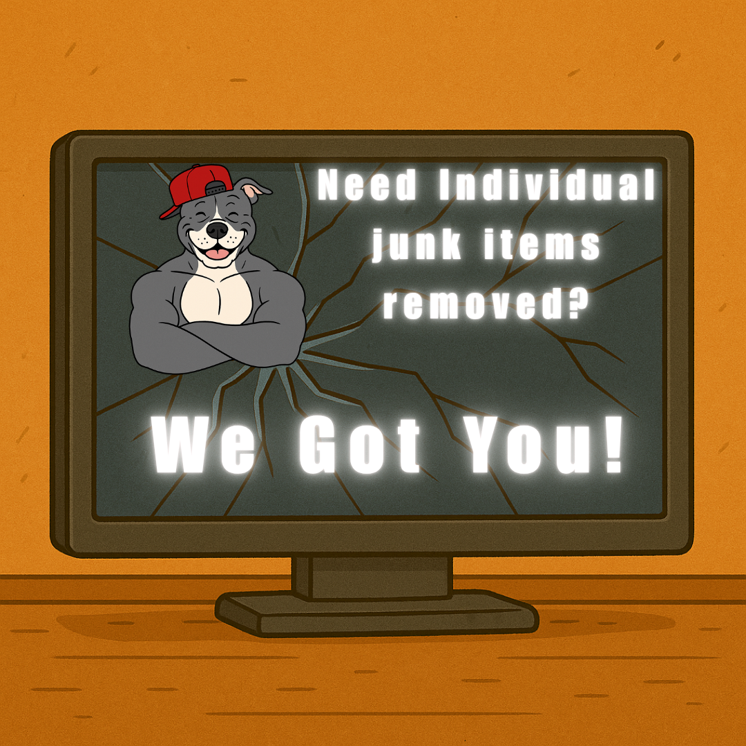Smokey on a TV reading 'Need individual junk items removed? We Got You!'